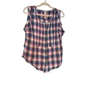 Aratta Stitch Fix Women's Sleeveless Top‎ checkered plaid sleeveless blouse